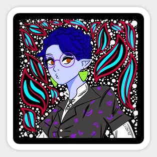 the dark demon witch girl in ecopop art Sticker